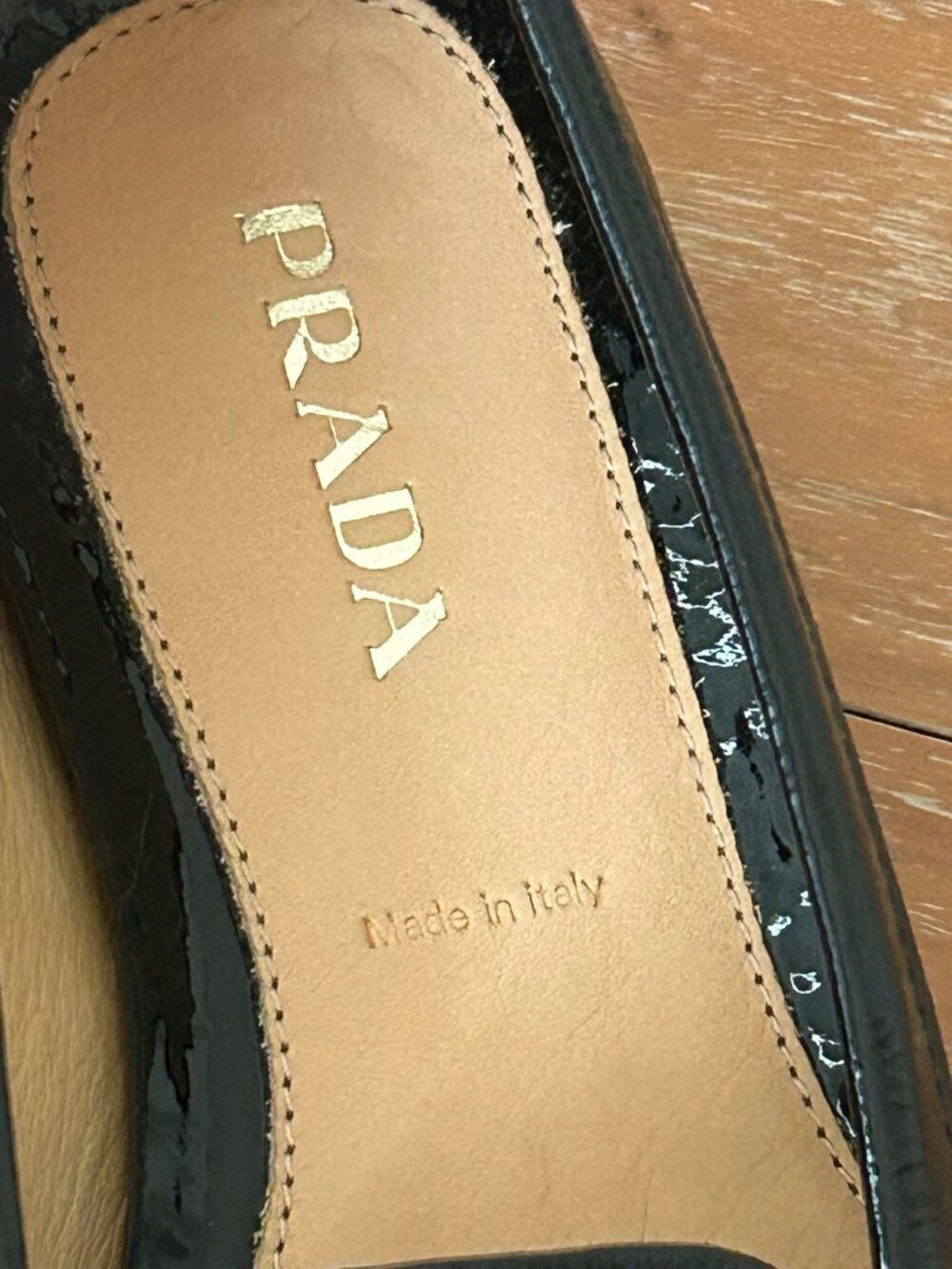 Prada Black Patent Leather Gold Buckle Loafers EU 36.5 - Picture 9 of 16